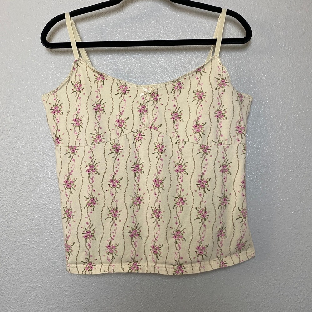 Y2K Cream Camisole Large Coquette Fairycore Feminine Dainty Cottagecore 2000s